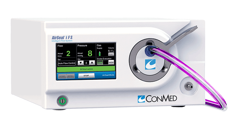 airseal ifs system facing left showing features on display screen and tubing connection